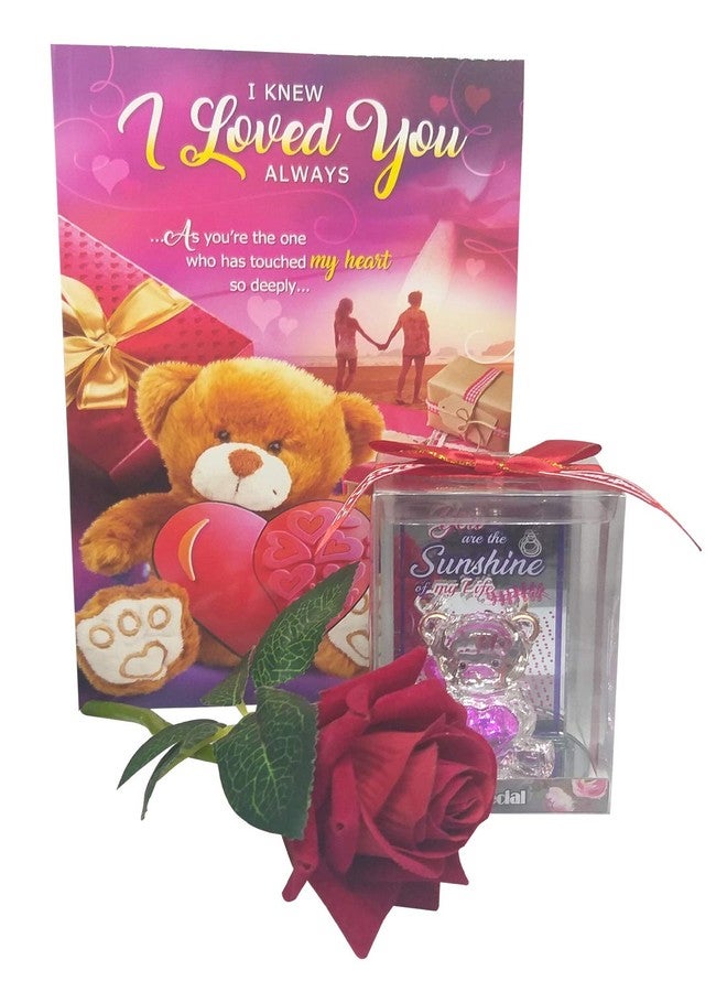 Natali Traders Best Gift for Girlfriend, Wife - Greeting Card, Red Rose Flower and Love Showpiece Box - Valentine Day Love Gift - Image 1